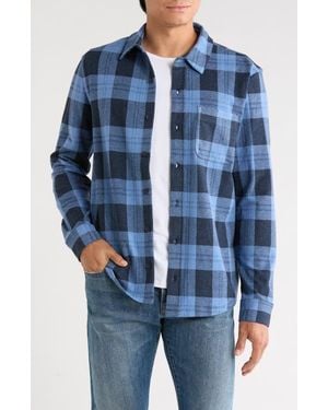 Vince Plaid Knit Shirt Jacket - Blue