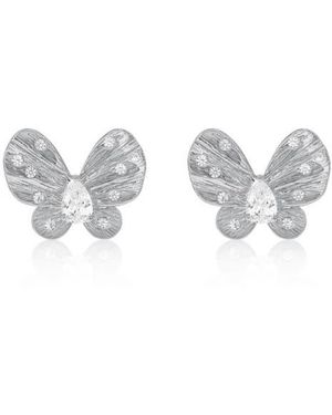 Suzy Levian Cubic Zirconia Butterfly Stud Earrings - Metallic