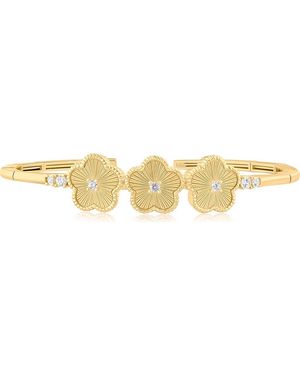 CZ by Kenneth Jay Lane Cubic Zirconia Clover Flex Cuff Bracelet - Multicolor