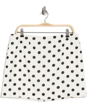 Wayf Polka Dot Linen Blend Miniskirt - White