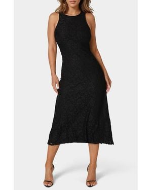 Bebe Sleeveless Lace A-Line Midi Dress - Black
