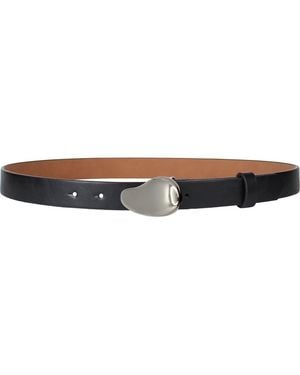 Linea Pelle Organic Plaque Buckle Faux Leather Belt - Black