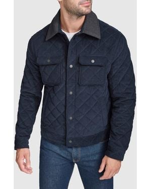 Cole Haan Quilted Cotton Shirt Jacket - Blue