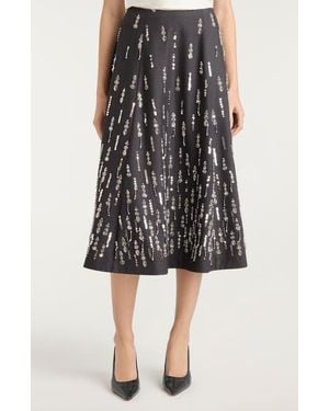 Cinq À Sept Selene Bead & Sequin Detail Skirt - Black