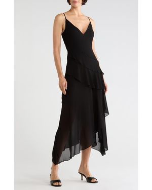 L'Agence Sunniva Tiered Midi Dress - Black