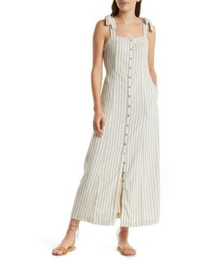 Faherty Tie Strap Organic Cotton Midi Dress - Natural