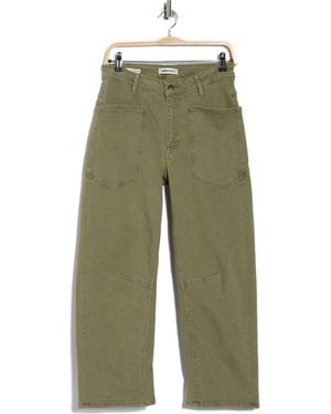 Vigoss Horseshoe High Waist Crop Barrel Jeans - Green