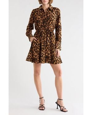 Sam Edelman Print Long Sleeve Shirtdress - Brown
