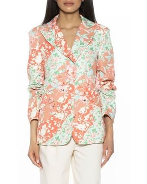 Alexia Admor Ruched Sleeve One-Button Blazer - Red