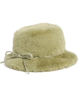 La Fiorentina Faux Fur Bucket Hat - Green
