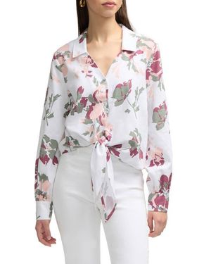 Ellen Tracy Tie Front Shirt - White