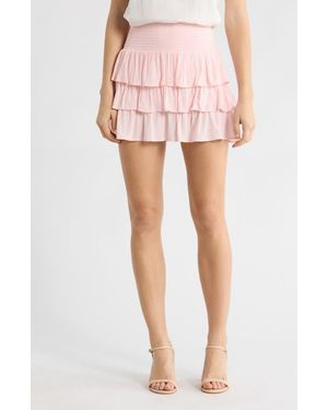 Abound Tiered Crepe Miniskirt - Pink