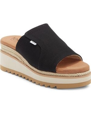 TOMS Naia Platform Wedge Espadrille Slide Sandal - Black