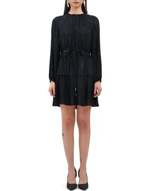 CELINA MOON Calla Long Sleeve Minidress in Red | Lyst