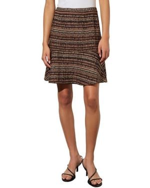 Ming Wang Ruffle Tweed Miniskirt - Brown