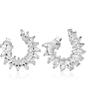 Gabi Rielle Cubic Zirconia Frontal Hoop Earrings - White