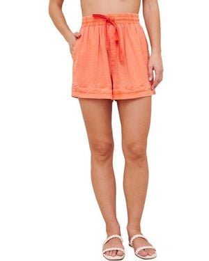Bella Dahl Seamed Hem Drawstring Shorts - Orange