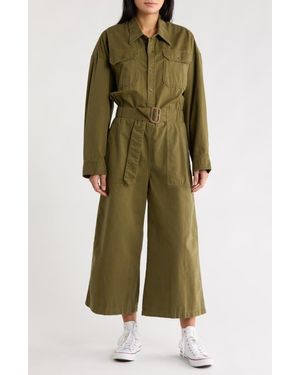 Denimist Utility Crop Wide Leg Jumpsuit - Green