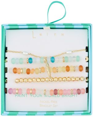 Leith 5-Pack Beaded Assorted Bracelets - Blue