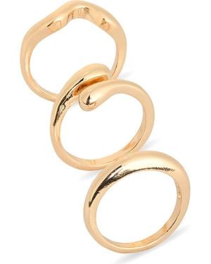 Leith Set Of 3 Assorted Teardrop Rings - Metallic