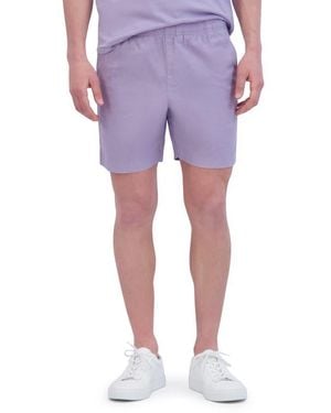 Goodlife Essential Slim Fit Linen & Cotton Shorts - Purple