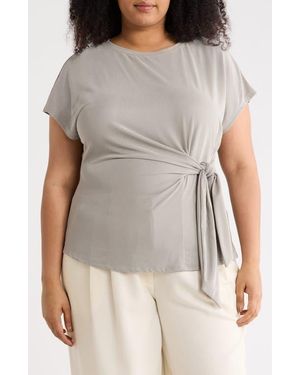 Nordstrom Rack Short Sleeve Tie Detail Top - Gray
