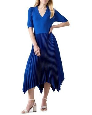 LK Bennett Lorna Handkerchief Hem Pleated Dress - Blue