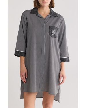 DKNY Stripe Pocket Nightshirt - Gray