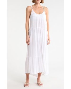 Boho Me Tiered Gauze Cover-Up Midi Dress - White