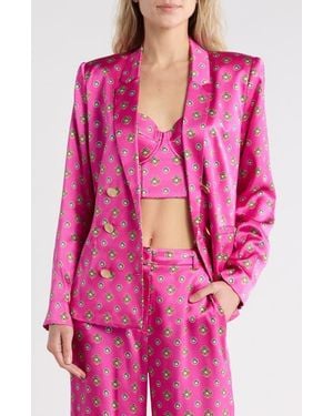 L'Agence Colin Double Breasted Silk Blazer - Pink
