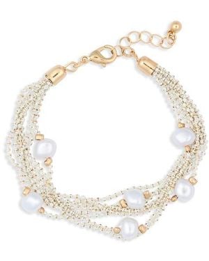 Nordstrom Rack Faux Pearl Multirow Ball Chain Bracelet - White