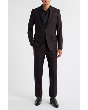 John Varvatos Varick Slim Fit Slub Wool Suit - Black
