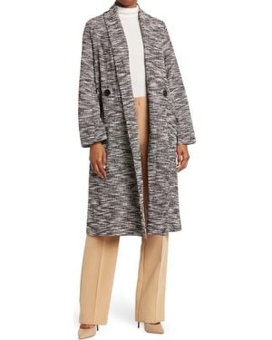 Max Studio Knit Tweed Double Breasted Jacket - Gray