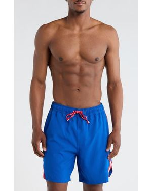 Champion Stripe Tape Trim Swim Trunks - Blue
