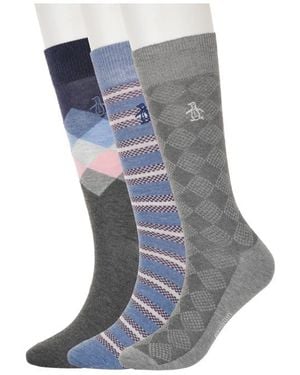 Original Penguin Assorted 3-Pack Dress Socks - Blue