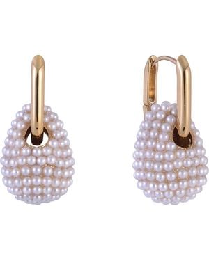 Laundry by Shelli Segal Faux Pearl Drop Huggie Hoop Earrings - White