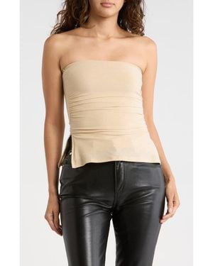 Madden Girl Metallic Knit Tube Top - Natural