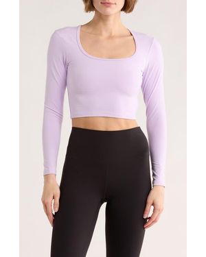 Maje Lalitha Long Sleeve Crop Top - Purple