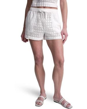 DKNY Geometric Eyelet Relaxed Drawstring Shorts - White