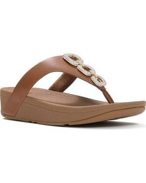 Fitflop Flowrise Crystal Wedge Flip Flop - Brown