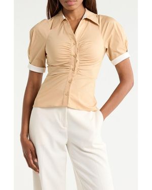 Diane von Furstenberg Sheskita Johnny Collar Top - Natural