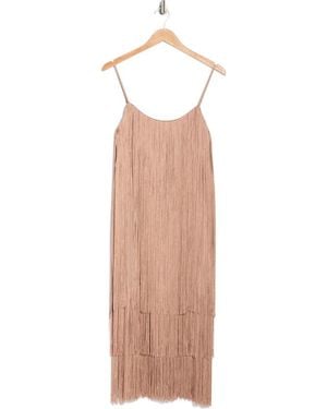 L'Agence Taylen Fringe Midi Dress - Natural