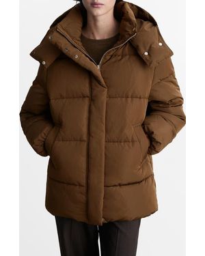 Mango Channel Quilted Coat - Brown