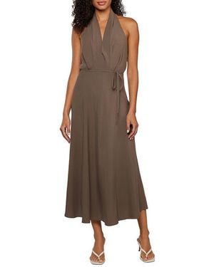 Matty M Danny Halter Neck A-Line Dress - Brown