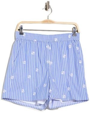 Rag & Bone Ella Embroidered Stretch Cotton Pull-On Shorts - Blue