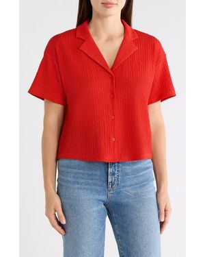 DR2 by Daniel Rainn Short Sleeve Knit Button-Up Shirt - Red