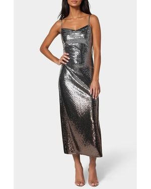 Bebe Ombré Metallic Dot Print Midi Dress - Black