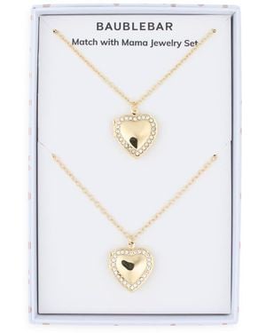 BaubleBar Set Of 2 Match With Mama Heart Locket Necklaces - White