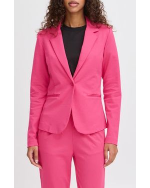 Ichi Regular Notch Lapel Ponte Blazer - Pink
