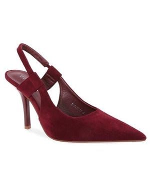 BERNESS Faux Suede Slingback Stiletto Pump - Red